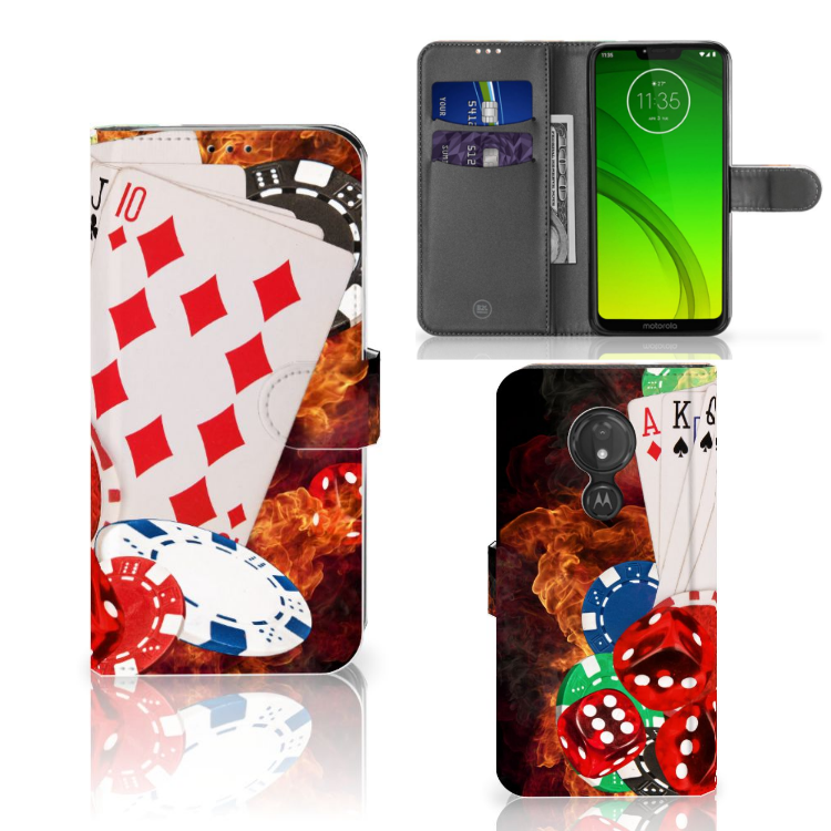 Motorola Moto G7 Power Wallet Case met Pasjes Casino