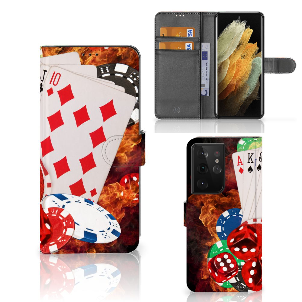 Samsung Galaxy S21 Ultra Wallet Case met Pasjes Casino