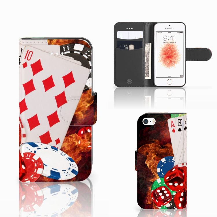 Apple iPhone 5 | 5s | SE Wallet Case met Pasjes Casino