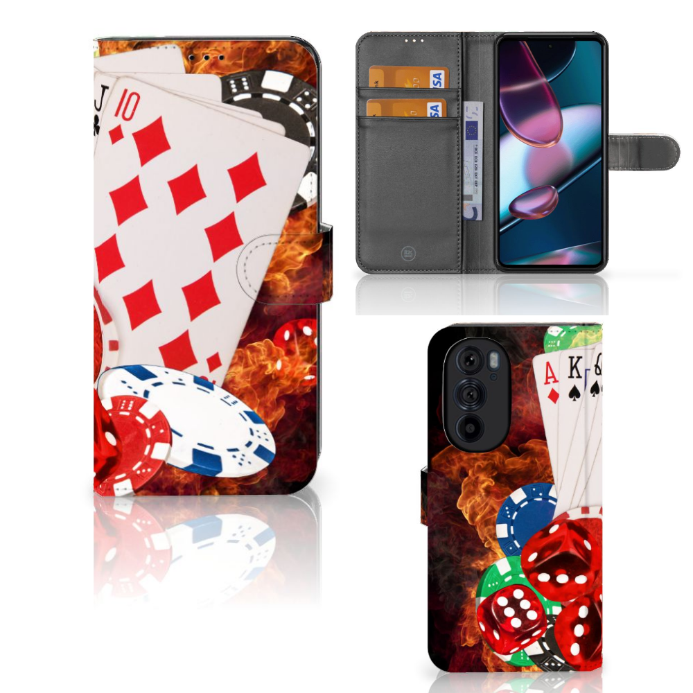 Motorola Edge 30 Pro Wallet Case met Pasjes Casino