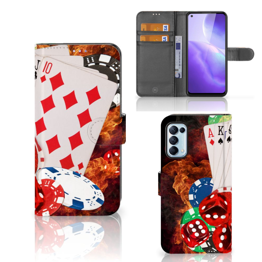 OPPO Find X3 Lite Wallet Case met Pasjes Casino