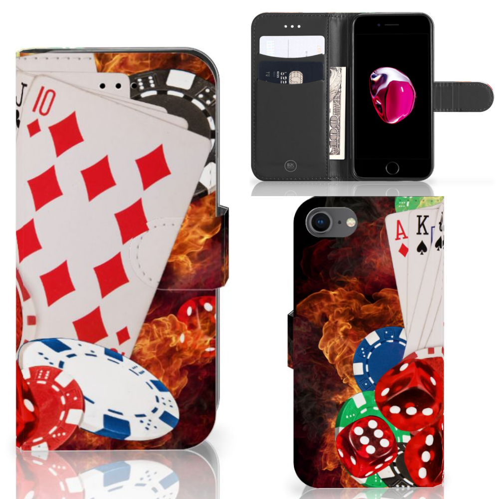 iPhone 7 | 8 | SE (2020) | SE (2022) Wallet Case met Pasjes Casino