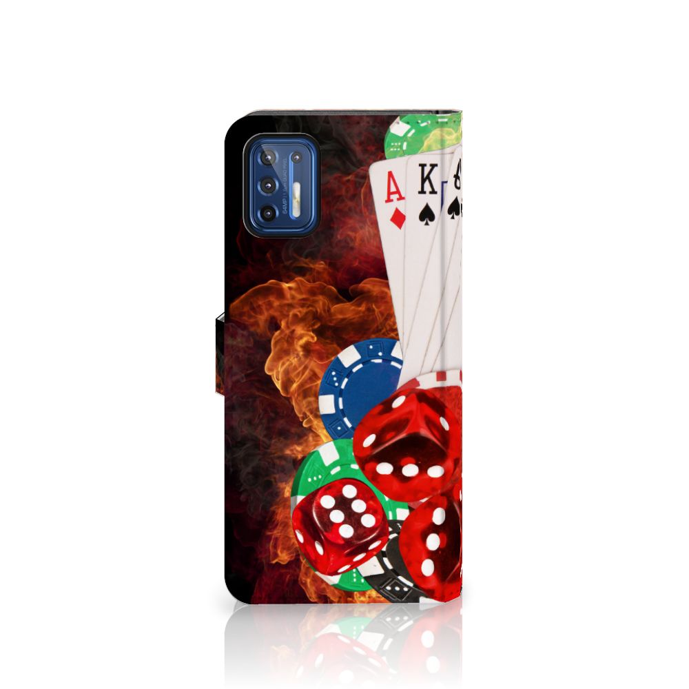 Motorola Moto G9 Plus Wallet Case met Pasjes Casino