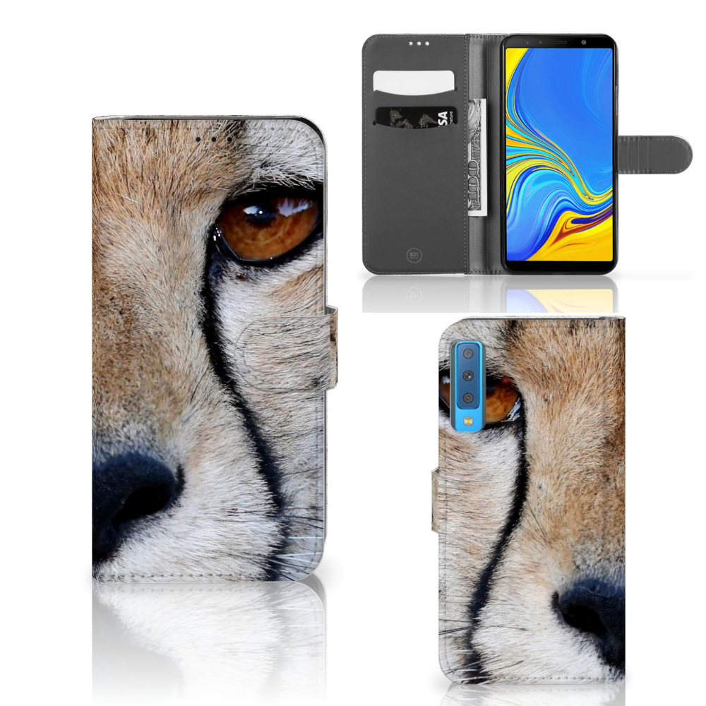 Samsung Galaxy A7 (2018) Telefoonhoesje met Pasjes Cheetah