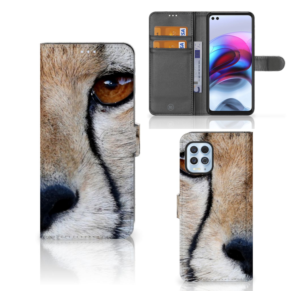 Motorola Moto G100 Telefoonhoesje met Pasjes Cheetah