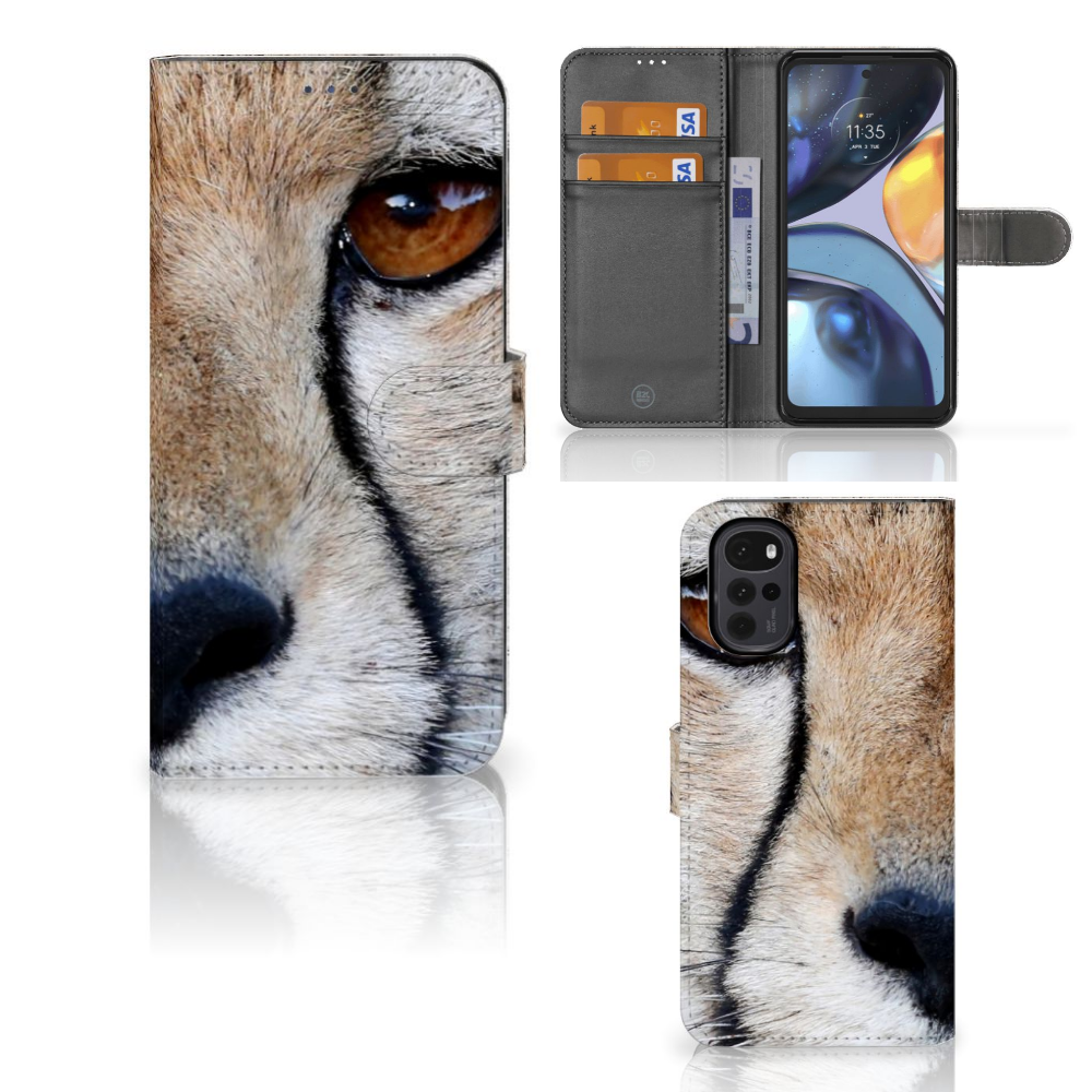 Motorola Moto G22 Telefoonhoesje met Pasjes Cheetah