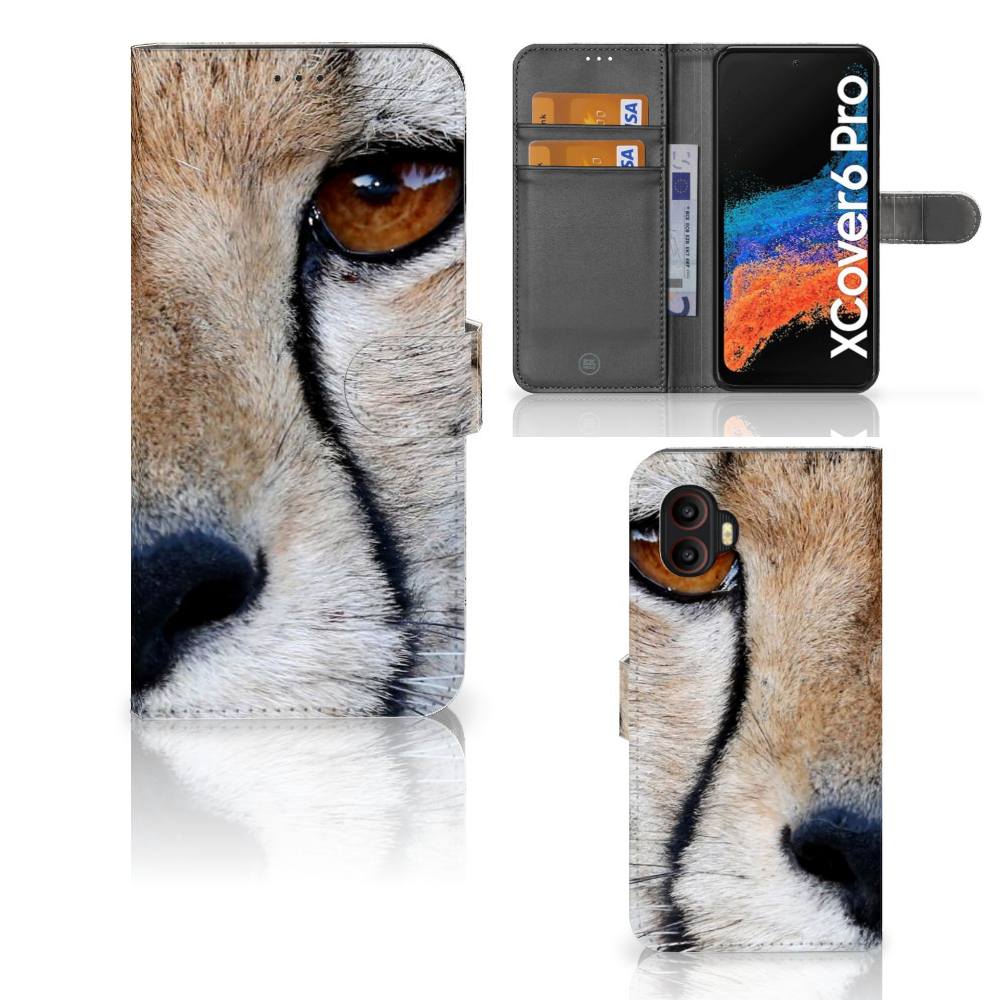 Samsung Galaxy Xcover 6 Pro Telefoonhoesje met Pasjes Cheetah
