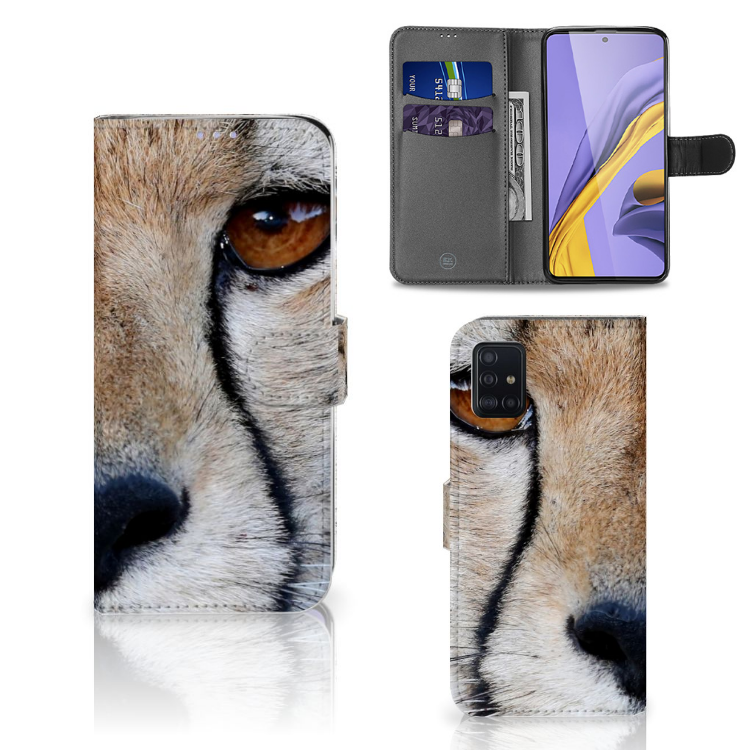 Samsung Galaxy A51 Telefoonhoesje met Pasjes Cheetah
