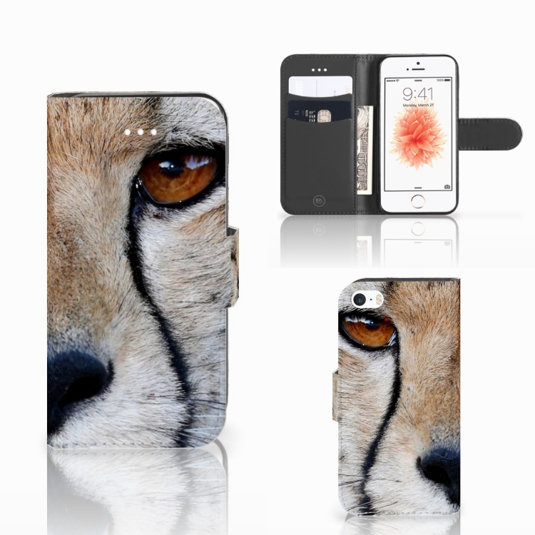 Apple iPhone 5 | 5s Boekhoesje Uniek Ontworpen Design Cheetah