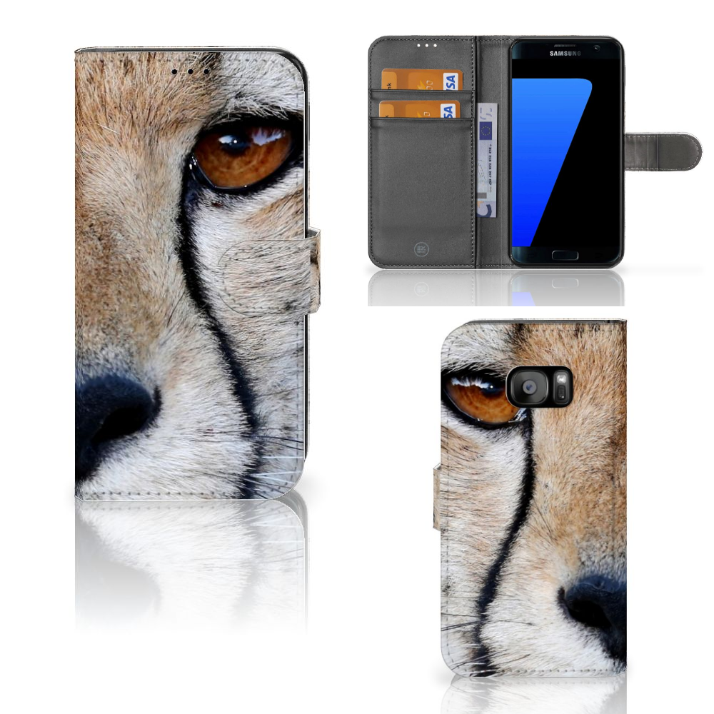 Samsung Galaxy S7 Edge Telefoonhoesje met Pasjes Cheetah