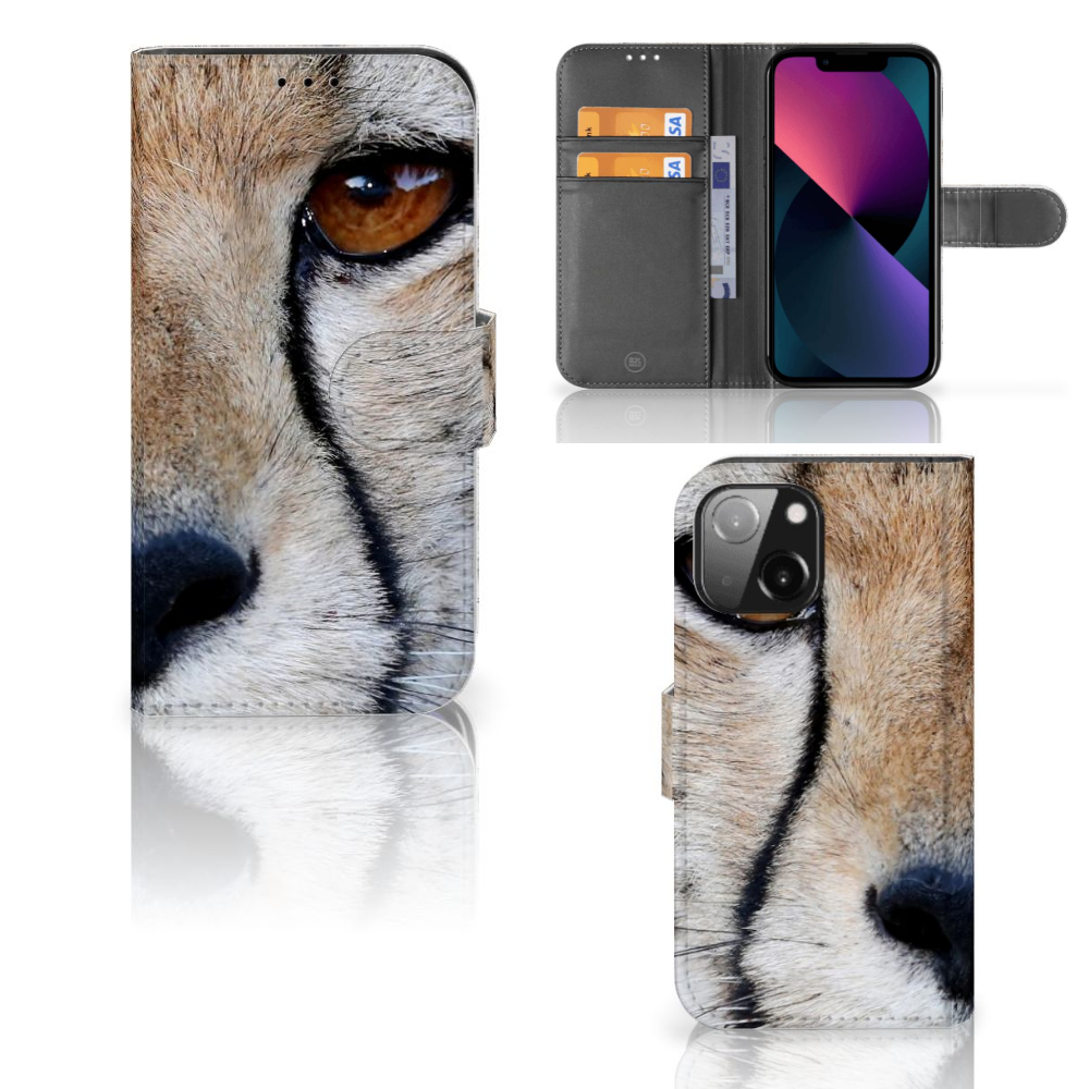 iPhone 13 Mini Telefoonhoesje met Pasjes Cheetah