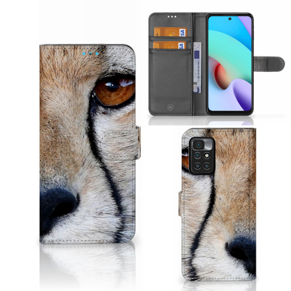 Xiaomi Redmi 10 Telefoonhoesje met Pasjes Cheetah