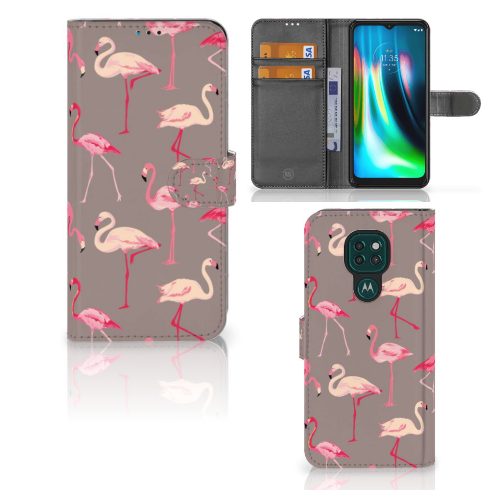 Motorola Moto G9 Play | E7 Plus Telefoonhoesje met Pasjes Flamingo