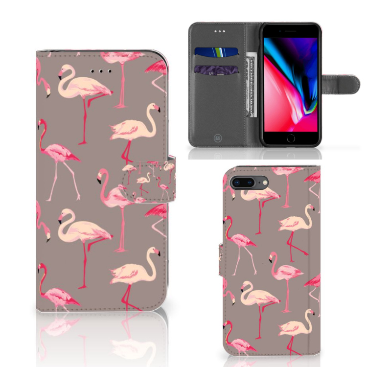 Apple iPhone 7 Plus | 8 Plus Uniek Boekhoesje Flamingo
