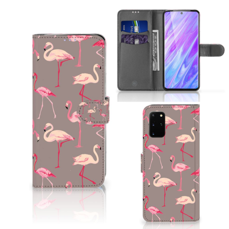 Samsung Galaxy S20 Plus Telefoonhoesje met Pasjes Flamingo