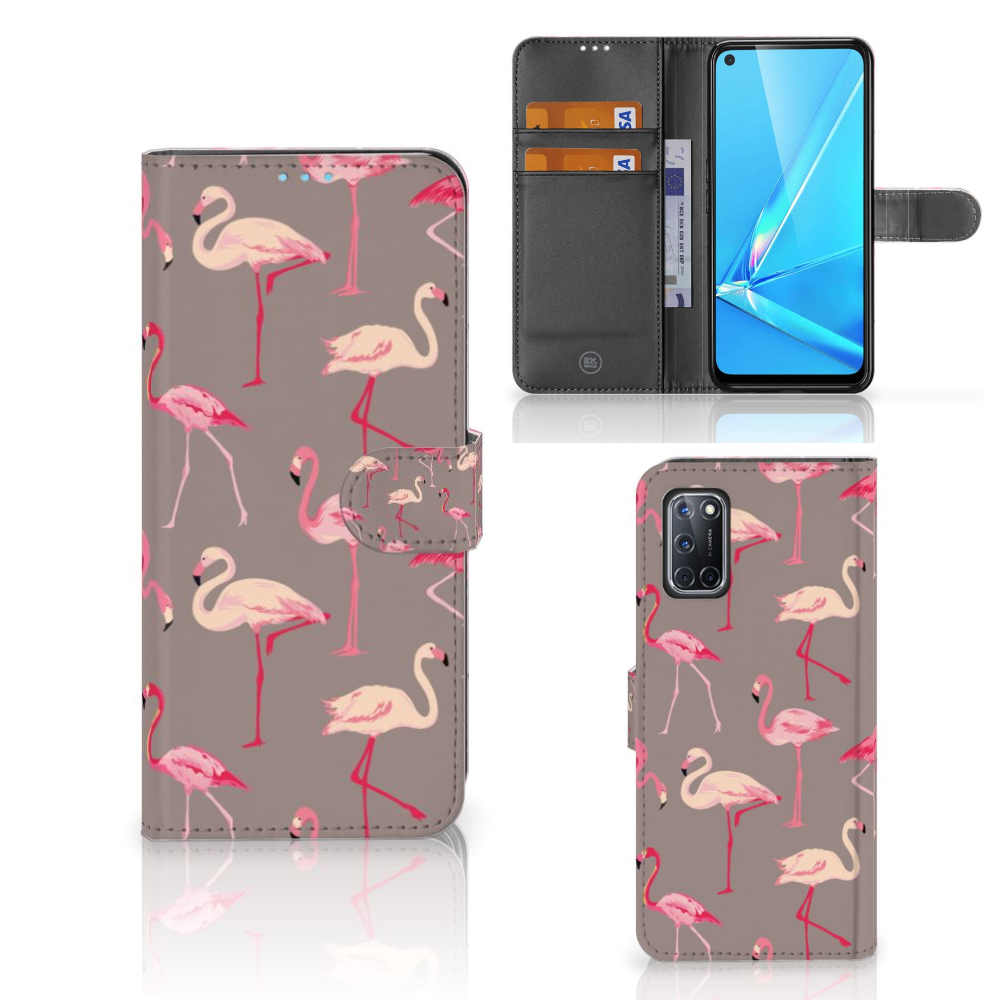 OPPO A72 | OPPO A52 Telefoonhoesje met Pasjes Flamingo