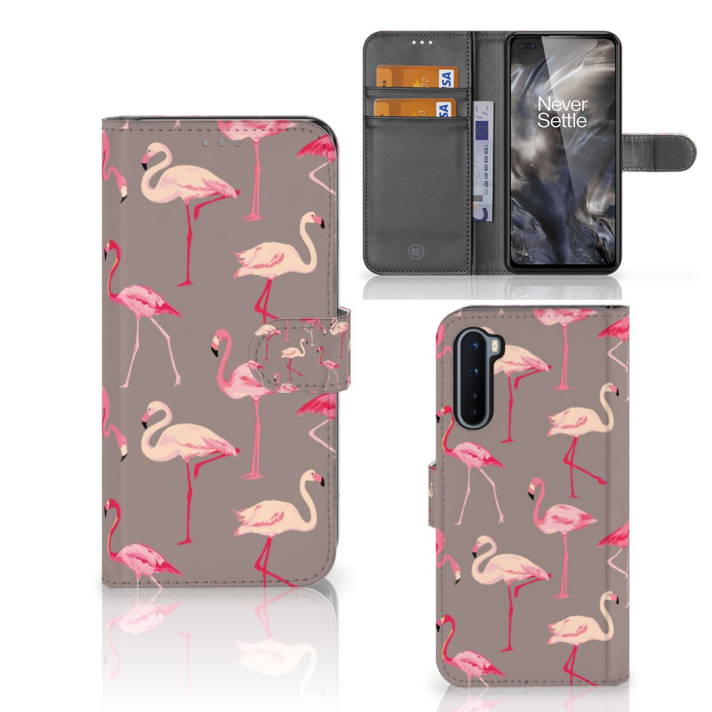 OnePlus Nord Telefoonhoesje met Pasjes Flamingo