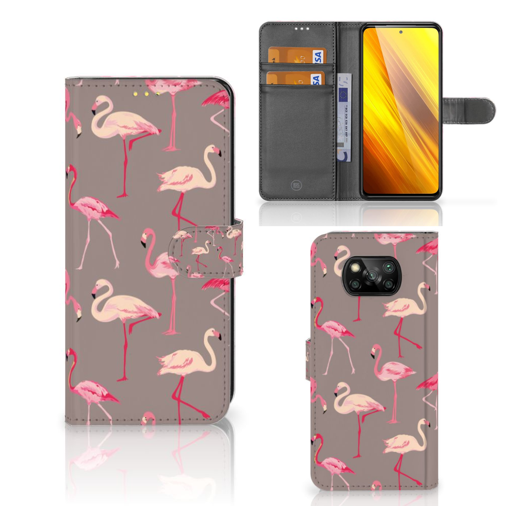 Xiaomi Poco X3 | Poco X3 Pro Telefoonhoesje met Pasjes Flamingo