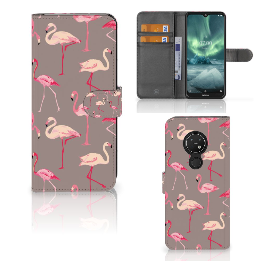 Nokia 7.2 | Nokia 6.2 Telefoonhoesje met Pasjes Flamingo