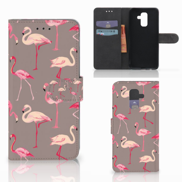 Samsung Galaxy A6 Plus 2018 Telefoonhoesje met Pasjes Flamingo