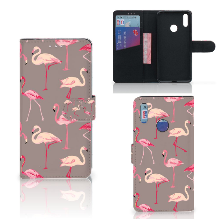 Huawei Y7 (2019) Telefoonhoesje met Pasjes Flamingo