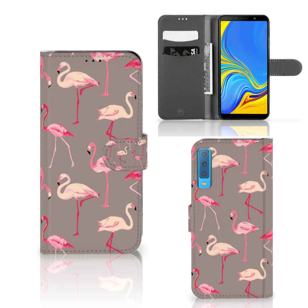 Samsung Galaxy A7 (2018) Telefoonhoesje met Pasjes Flamingo