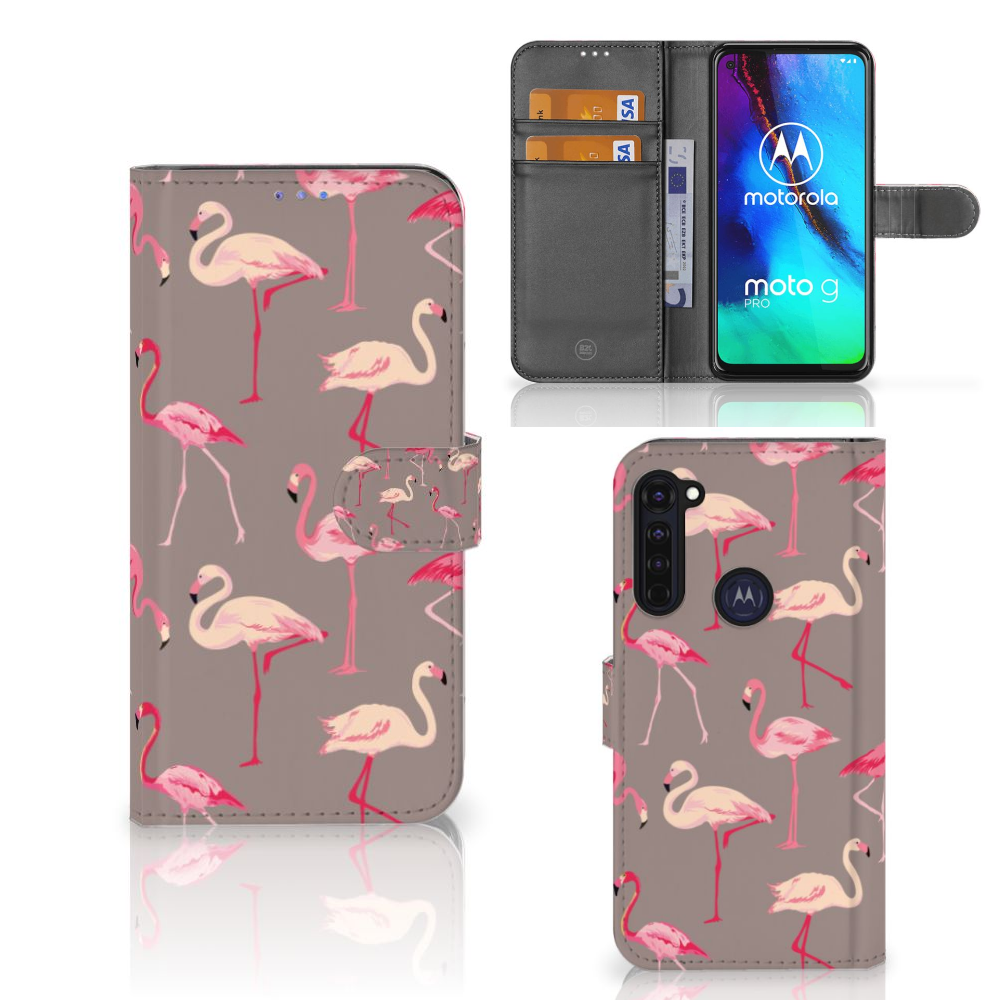 Motorola Moto G Pro Telefoonhoesje met Pasjes Flamingo
