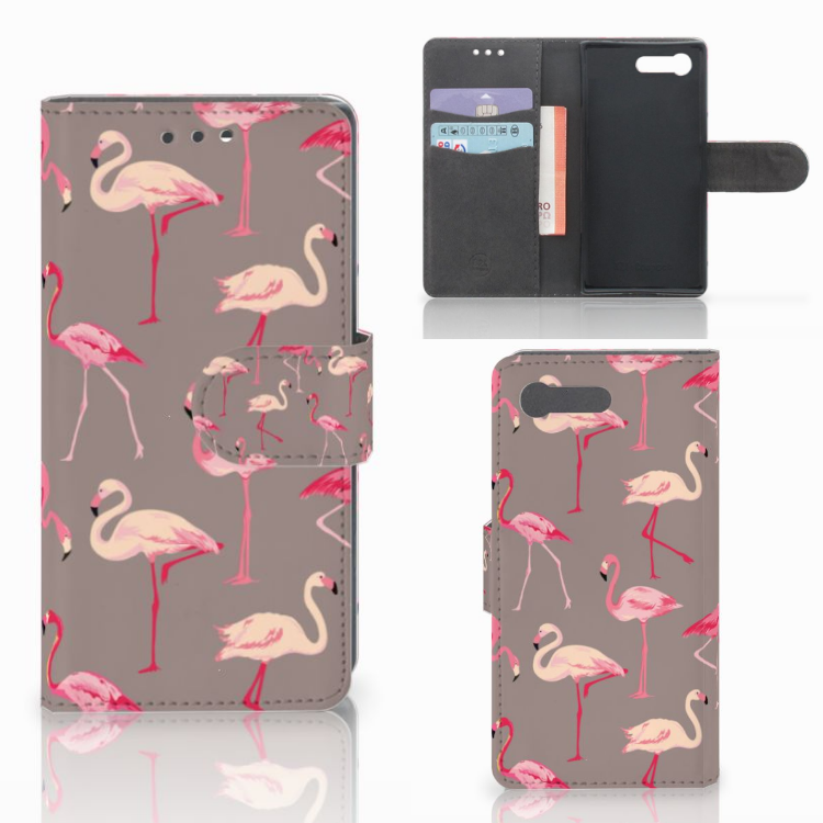 Sony Xperia X Compact Telefoonhoesje met Pasjes Flamingo