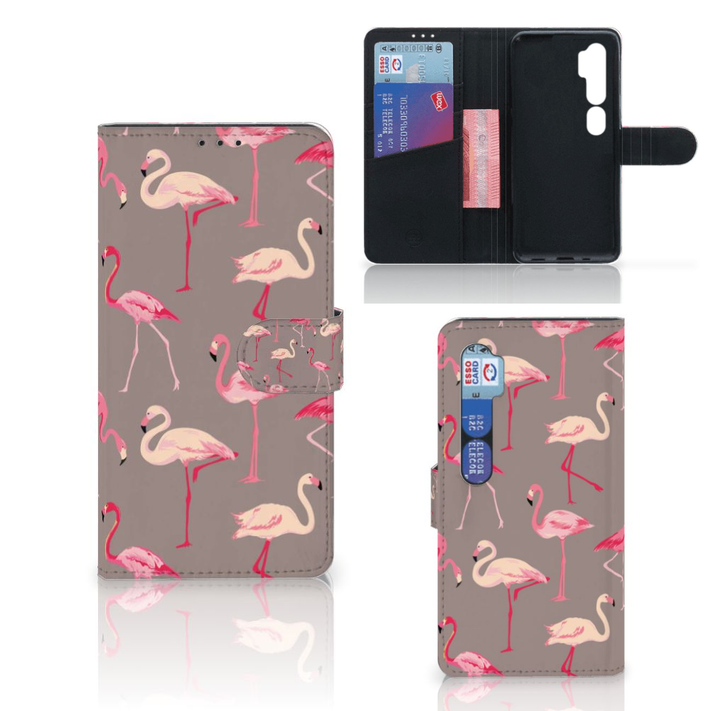 Xiaomi Mi Note 10 Pro Telefoonhoesje met Pasjes Flamingo