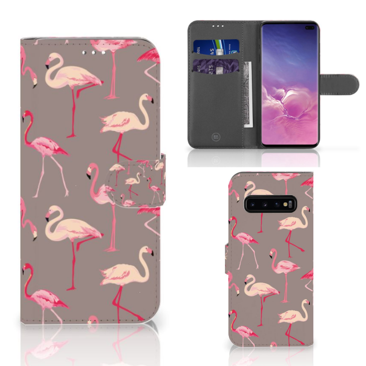 Samsung Galaxy S10 Plus Telefoonhoesje met Pasjes Flamingo