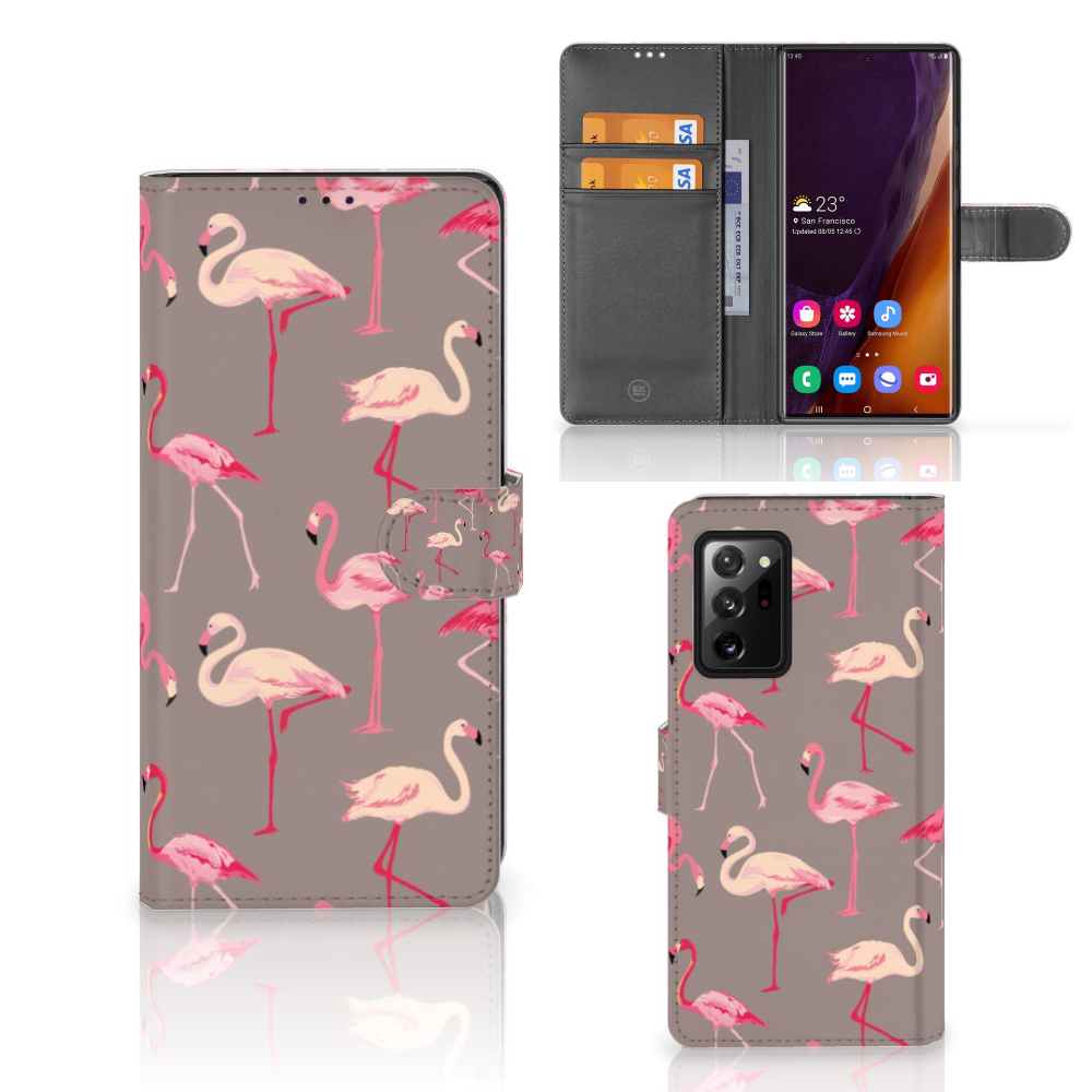 Samsung Galaxy Note20 Ultra Telefoonhoesje met Pasjes Flamingo