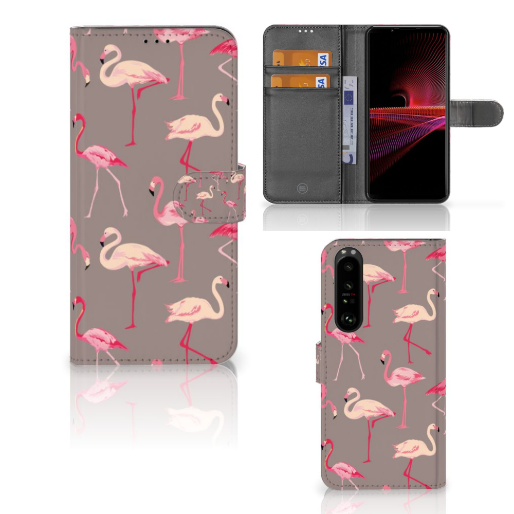 Sony Xperia 1 III Telefoonhoesje met Pasjes Flamingo