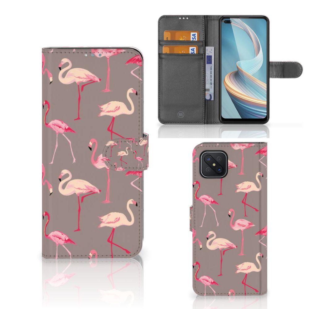 OPPO Reno4 Z Telefoonhoesje met Pasjes Flamingo