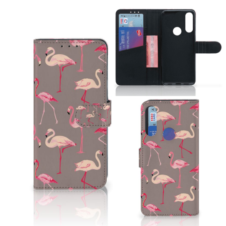 Alcatel 1S 2020 Telefoonhoesje met Pasjes Flamingo
