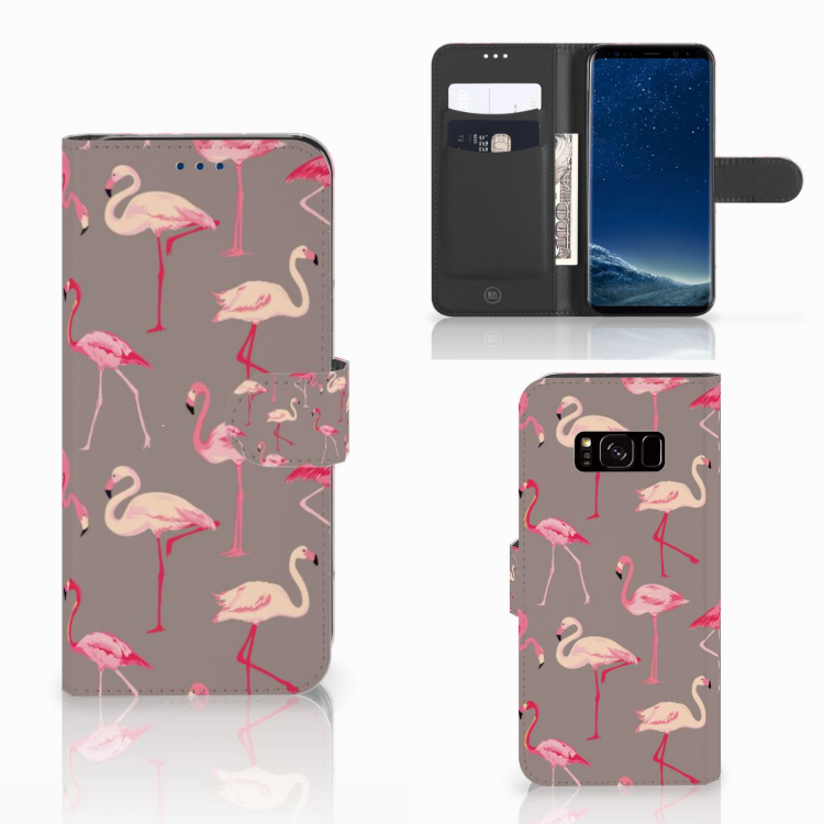 Samsung Galaxy S8 Telefoonhoesje met Pasjes Flamingo