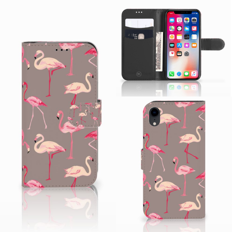 Apple iPhone Xr Uniek Boekhoesje Flamingo