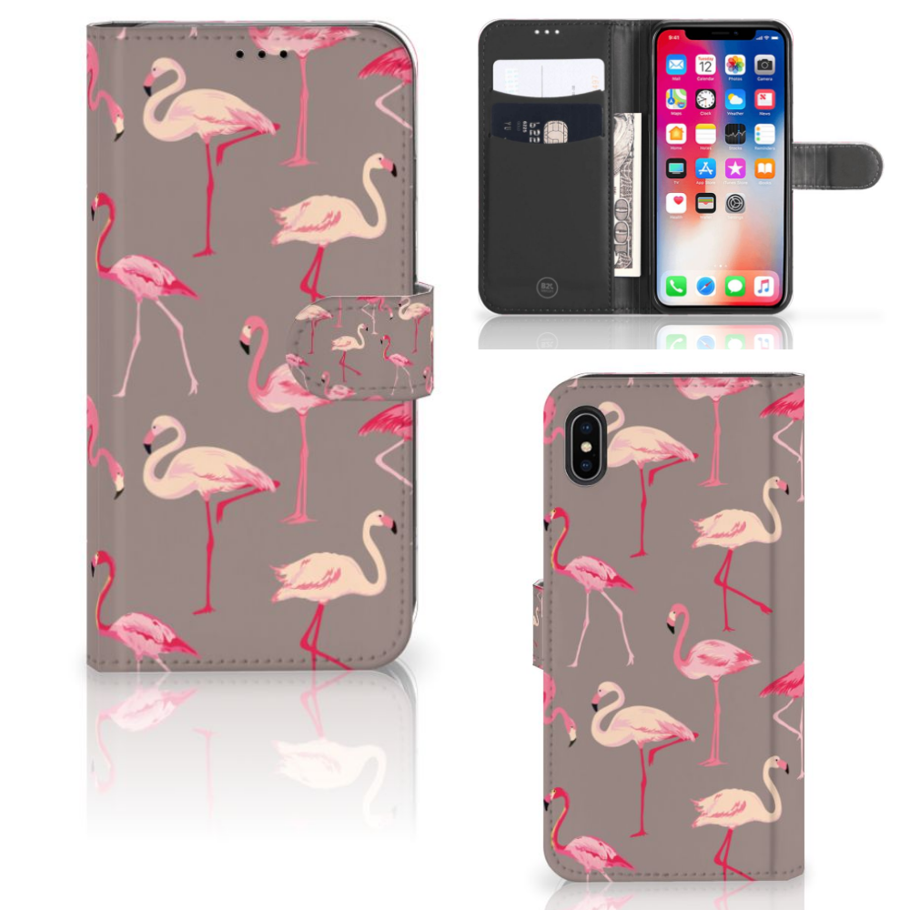 Apple iPhone Xs Max Telefoonhoesje met Pasjes Flamingo