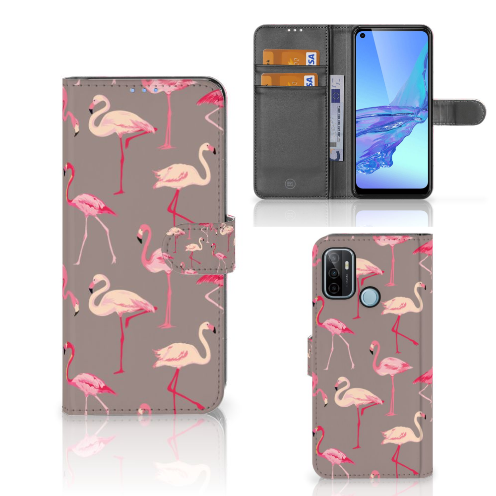 OPPO A53 | OPPO A53s Telefoonhoesje met Pasjes Flamingo