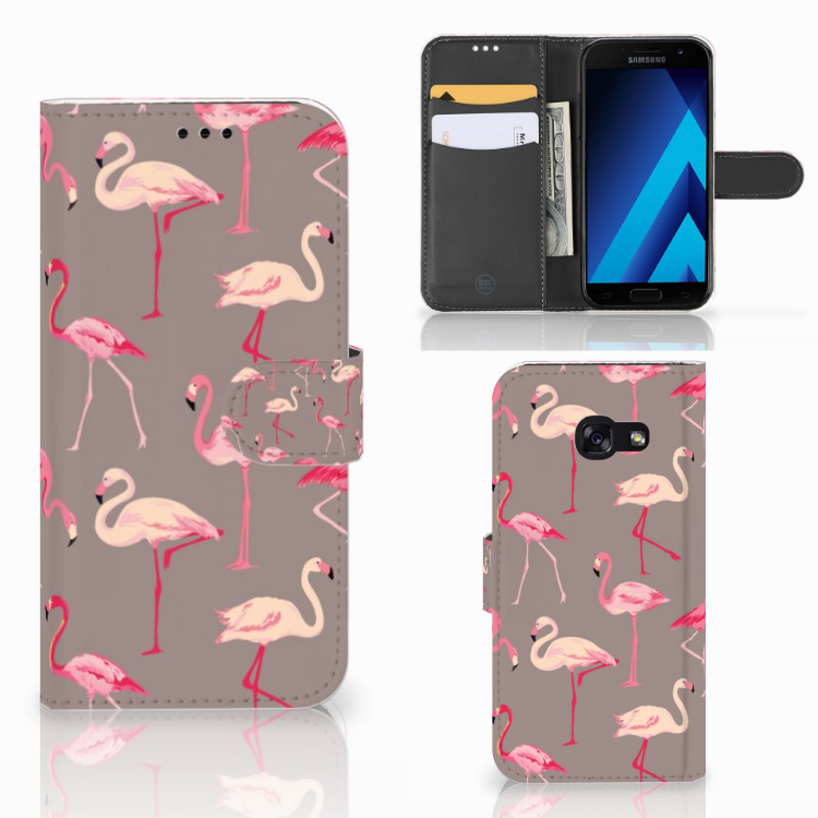 Samsung Galaxy A5 2017 Telefoonhoesje met Pasjes Flamingo