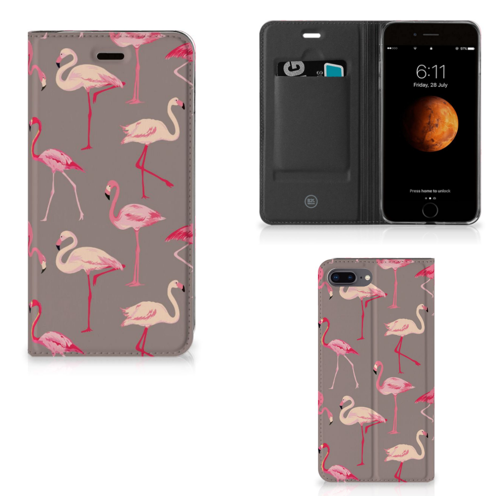 Apple iPhone 7 Plus | 8 Plus Uniek Standcase Hoesje Flamingo