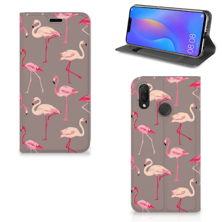 Huawei P Smart Plus Uniek Standcase Hoesje Flamingo