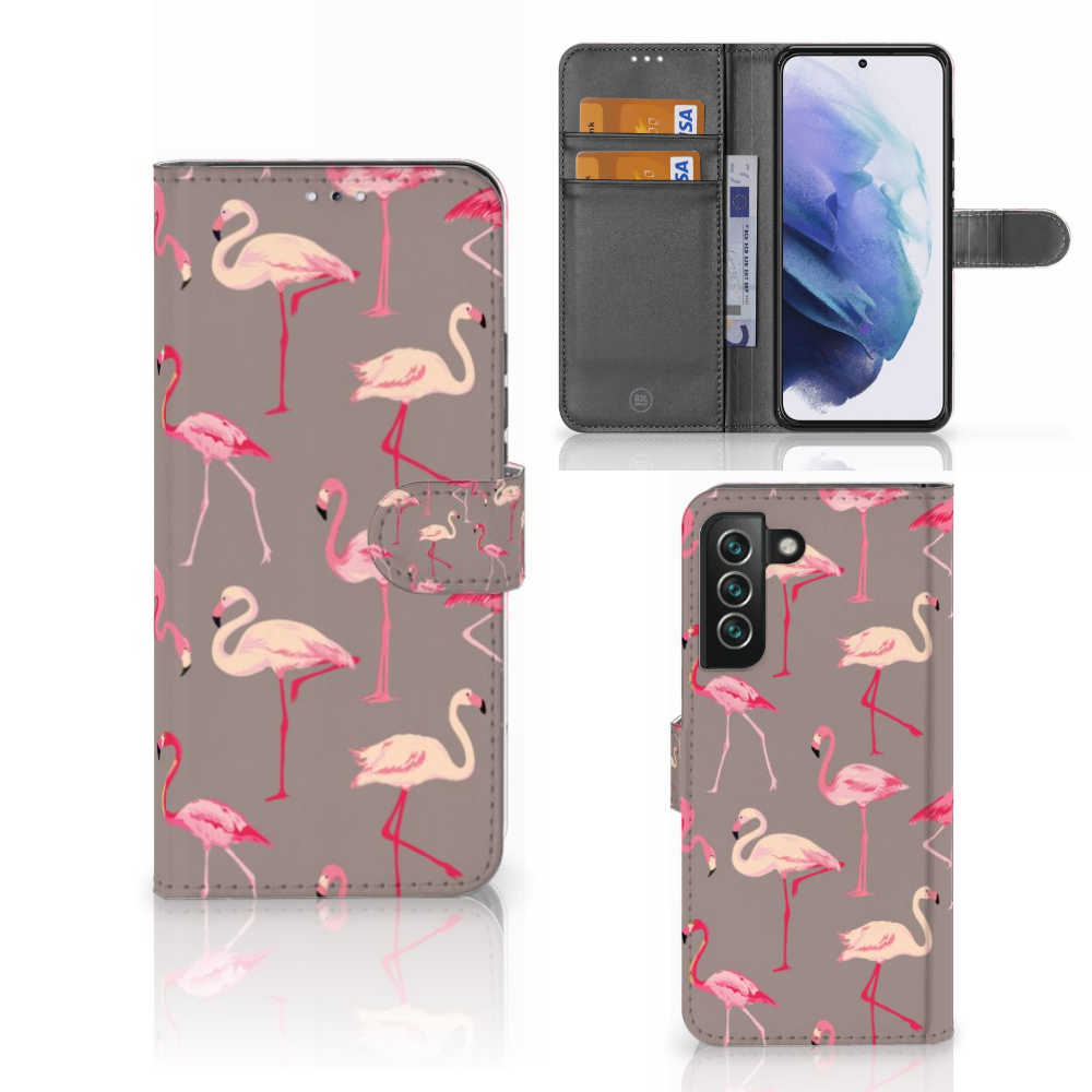 Samsung Galaxy S22 Plus Telefoonhoesje met Pasjes Flamingo