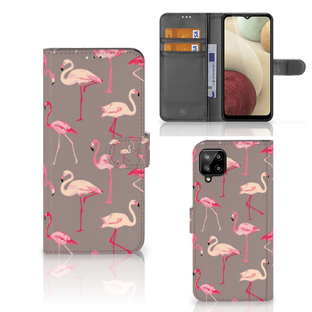 Samsung Galaxy A12 Telefoonhoesje met Pasjes Flamingo