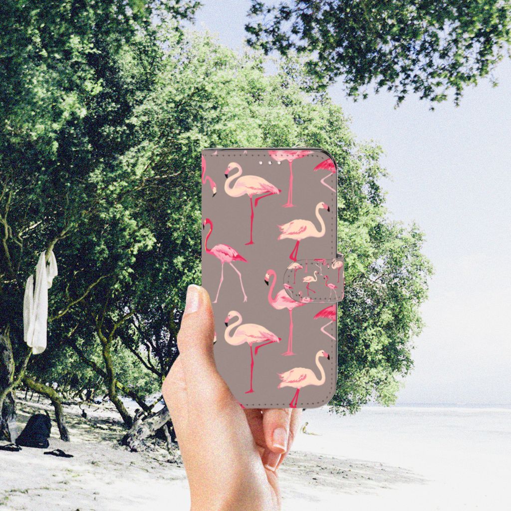 Samsung Galaxy S23 Telefoonhoesje met Pasjes Flamingo