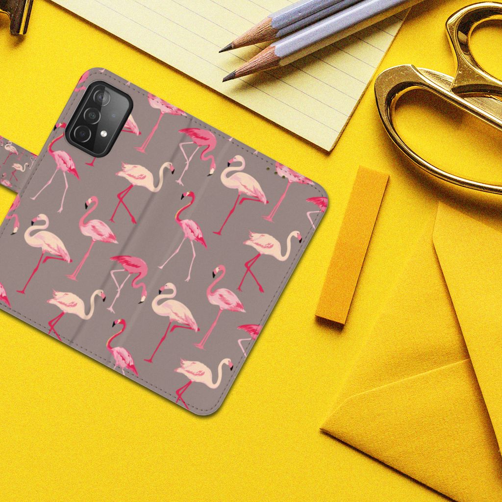 Samsung Galaxy A52 Telefoonhoesje met Pasjes Flamingo