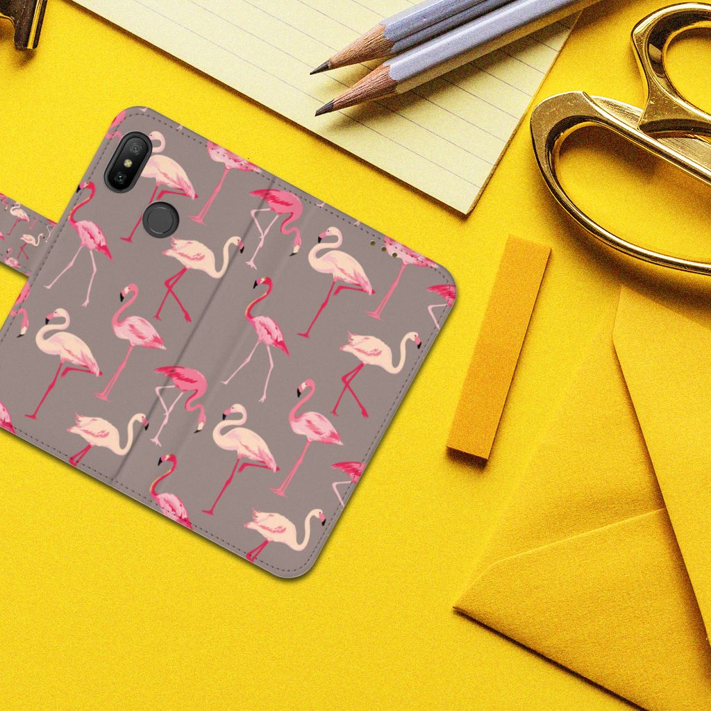 Xiaomi Mi A2 Lite Telefoonhoesje met Pasjes Flamingo