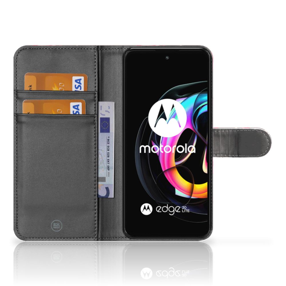 Motorola Edge 20 Lite Telefoonhoesje met Pasjes Flamingo