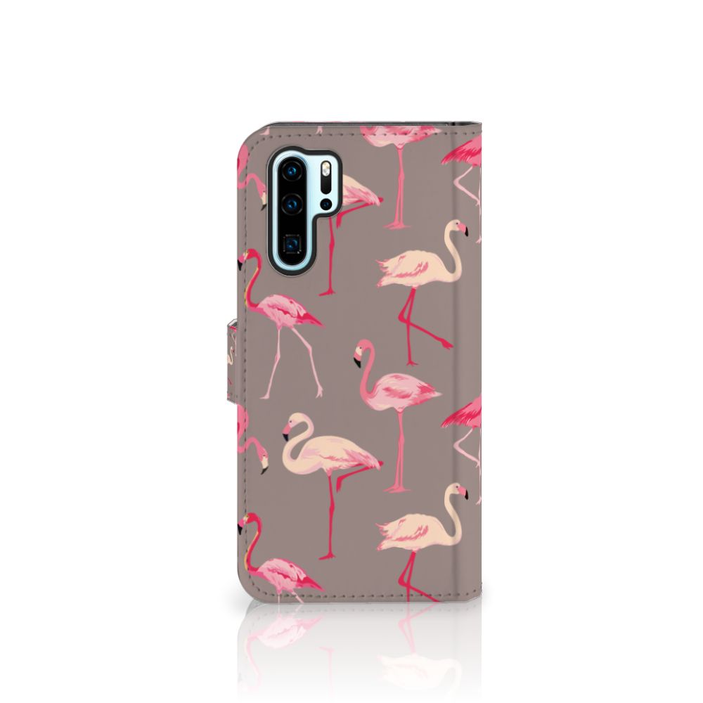 Huawei P30 Pro Telefoonhoesje met Pasjes Flamingo