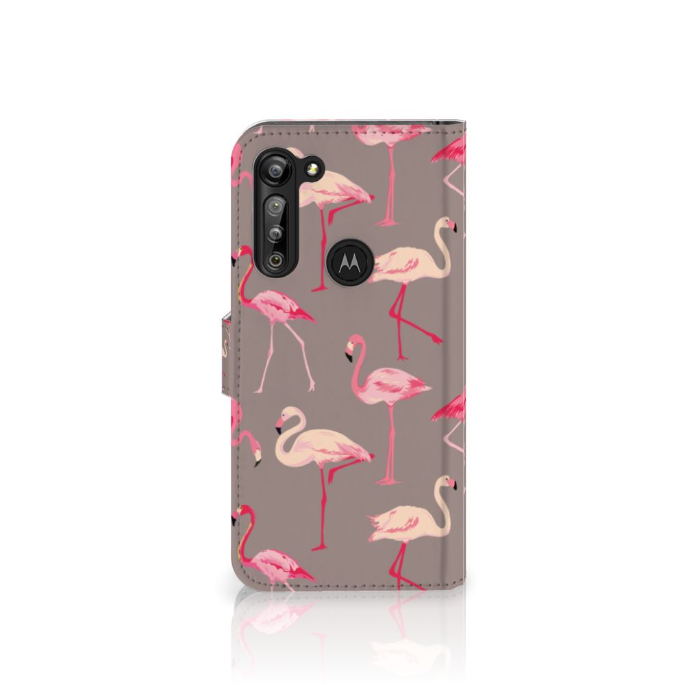 Motorola G8 Power Telefoonhoesje met Pasjes Flamingo