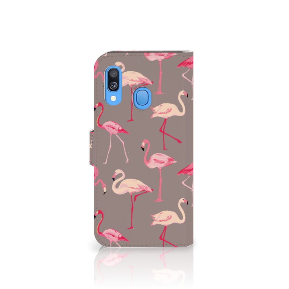 Samsung Galaxy A40 Telefoonhoesje met Pasjes Flamingo